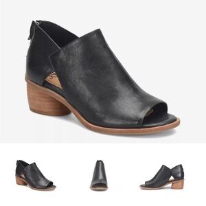 Sofft Black Leather “Carleigh” Peep-Toe Sandals Ankle Boots